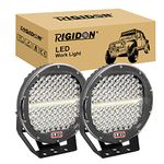 RIGIDON 2 Pcs Black Case Round Led Work Light, 9 inch 294W Spot Beam, 12V 24V Driving Lights Lamp Headlight for Car Off road Boat Truck 4x4 SUV ATV Tractors Excavator, 6000K White, Fog Lamp