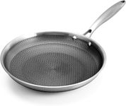 JUGTE Stainless Steel Honeycomb Frying Pan Non-Stick Pan with Stainless Steel Handle Stay Cool Non Toxic Dishwasher and Oven Safe Suitable for All Hob Types (Steel Frying Pan 20 Cm)