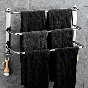 Yeegout Porte-Serviettes en Acier Inoxydable à 3 Niveaux sans perçage pour Porte-Serviettes pour Salle de Bain Cuisine et Toilettes 50cm Argent