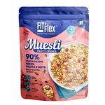 Fit & Flex Baked And Healthy Rich Cereal Fruity Crunch Muesli, Oat Rich Cereal With High Protein, Ready To Eat Breakfast Cereal - As Seen on Shark Tank India - 450 gm (Pack Of 1)