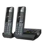 Gigaset Family A Duo - Two Handsets - Cordless DECT Telephone with an Answering Machine - Timeless and Elegant Design, Black [UK Version]