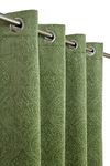 Kiara Creations 2 Piece Velvet Emboss Damas Room Darkening Green, Semi Sheer, Grommet Curtains For Window 5 Feet