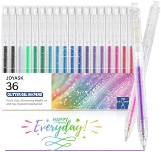 Glitter Gel Pens, 36 Colors Metallic Vibrant Retractable Sparkle Gel Pens for Coloring Journaling Drawing Doodling Colored Pen Colored Gel Pens for Kids Adult Fun Pens 0.8-1mm
