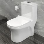 B BACKLINE Ceramic One Piece Water Closet Commode Western Toilet/Ewc/European Commode With Soft Close Seat Cover For Bathrooms 9" Distance From Wall (Floor Mounted,Sonet- S Trap Outlet Is From Floor)