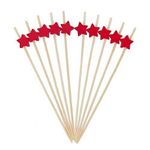 AILEXI Cocktail Sticks 100 Counts Wooden Toothpicks Party Supplies frill finger food fruits sandwich nibbles - Red Stars