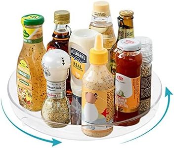 FYY Lazy Susan Turntable Cabinet Organizer Spice Storage Rack, Rotating Kitchen Cupboard Organiser, Storage Rack for Kitchen, Fridge and Bathroom, Makeup Holder Cosmetic Storage Rack Clear, 1pc