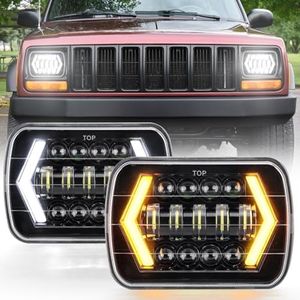 VESTER 5x7 Led Headlights, 170W 7x6 Led Headlamp with DRL High Low Beam Rectangular H6054 5054 Sealed Headlight Compatible with Jeep Wrangler Cherokee XJ H6054LL 69822 6052 6053, DOT Approved, Black