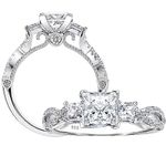 SHELOVES Vintage Three Stone Princess Cut AAAAA CZ Wedding Engagement Rings For Women 925 Sterling Silver Sz O