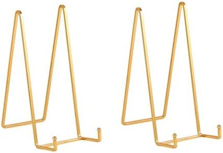 Soporte para Platos Decorativos Grandes - Soporte de Caballete para Expositor Mesa - Soportes Metalicos Para Placas Pesados | Cuadros | Marcos de Fotos | Libros | Lienzos - Dorado - 2 Piezas - 30,5 cm