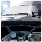 Autofit RV Windshield Cover for Class C Ford E450 1997-2023 RV Front Windshield Cover with Steering Wheel Protector Motorhome Windshield Cover Snow Cover for RV 4 Layers with Mirror Cutouts