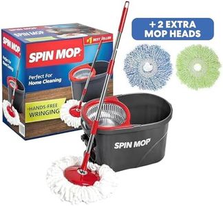 Simpli-Magic 79349 Spin Mop Cleaning System with 3 Microfiber Mop Heads, Red/Black