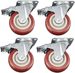 riin 4pcs 4inch 100mm Solid Hard Plastic Caster Wheel Heavy Duty Swivel with Brake/Lock Industrial Castor 130kg ea for Trolley Furniture Equipment