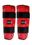 FIRE FLY Arm Guard PU Leather Adult Kids Taekwondo Muay Thai Boxing Shin Guards Padsfor Hands & Arms (M, RED)