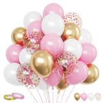 Funhot Pink and Gold Balloons Set, 60PCS Pink Gold White Party Balloon, 12Inch Light Pink Gold Confetti Latex Balloon Metallic Gold Balloon for Birthday Wedding Baby Shower Pink Graduation Decorations