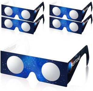 Andbasis 5 Pack Solar Eclipse Glasses ISO 12312-2:2015(E) & CE Certified 2024 Approved Safe Shades for Direct Solar Eclipse Viewing, Plus Lens Solar Eclipse Glasses(NEPTUNE)