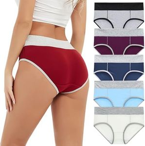 Women's 5 Pieces Briefs High Waist Stretch Underwear Soft Underpants Ladies Full Coverage Panties Solid Lingerie