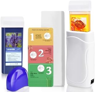 Upgraded Roll on Wax Kit, Pre Post Wax Gel Waxing Kit for Women Wax Roller Kit for Hair Removal, Honey Lavender Roller Waxing Kit, Depilatory Wax Warmer for Women & Men Sensitive Skin