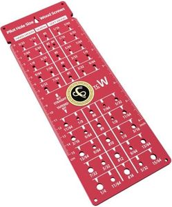 Drill Bit Gauge, Wood Screw Size Gauge & Pilot Hole Reference Chart for Hardwood & Softwood, 11 Common Screw Sizes (#2‑#14), 13 Standard Drill Bit Sizes, Premium Thick Metal Woodworking Measuring Tool