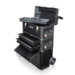 US PRO Black Work Center Plastic Steel Mobile Rolling Chest Trolley Cart Cabinet 3 in 1 Tool Box Wheels