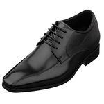 TOTO Men's Invisible Height Increasing Elevator Shoes - Black Leather Lace-up Formal Dress Oxfords- 2.2 Inches Taller - Y6363 - Size 9 UK