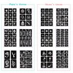 Ivana's Self-Adhesive Flower, Butterfly, Arabiac Design Henna Tattoos Stencils (12 Sheet), D595