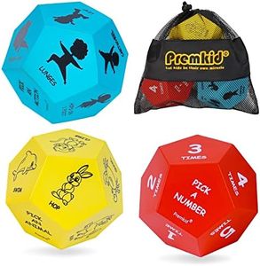 Premkid Exercise Dice for Kids,12-Sided Giant Foam Yoga Dice Games for Indoor and Outdoor Use, Kids Exercise Equipment for Classroom and Physical Education Learning and Preschool Games