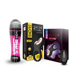 Skore Skin Thin Condoms 10s, Buzzz and Strawberry Lubes 50 ml