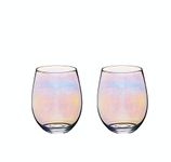 BarCraft Rainbow-Pearl Iridescent Tumbler Glasses, Set of 2, 600ml, Gift Boxed