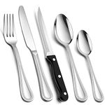 40 Piece Cutlery Set with Steak Knives, Homikit Stainless Steel Flatware Silverware Sets Included Knives Forks Spoons, Pearled Edge Tableware Service for 8 People, Mirror Polished, Dishwasher Safe