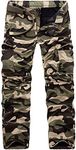 DONGD Winter Mens Cargo Pants Relaxed Fit Fleece Lined Work Pant, Army Green Camo, 32