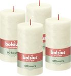 Bolsius Rustic Pillar Candle - Ivory- Pack of 4 - Long Burning Time of 60 Hours - Household Candle - Interior Decoration - Unscented - Natural Vegan Wax - No Palm Oil - 130 x 70 mm