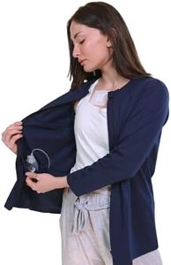Inspired Comforts Mastectomy Recovery Shirt with Drain Pockets & Drainage Tube Fasteners, Navy M