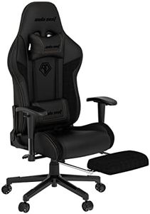 Anda Seat Jungle 2 Pro Gaming Chair with Footrest - Ergonomic Office Chair Heavy Duty Leather Design - Comfortable Back Support Racing Game Swivel Seat - Black Computer Chairs for Adults and Teenagers
