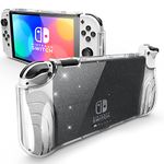 Mumba Case for Nintendo Switch OLED 2021, [Thunderbolt Series] Protective Clear Cover with TPU Grip Compatible with Nintendo New Switch OLED 7 Inch Console and Joy-Con Controller (Glitter)