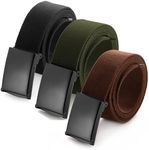 Mile High Life Cut To Fit Canvas Web Belt Size Up to 52" with Flip-Top Solid Black Military Buckle