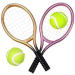 UPKOCH 1:12 Miniature Tennis Racket and Ball 2 Sets Sports Dollhouse Tennis Toy Decor Dollhouse Decoration Accessories (Random Color)