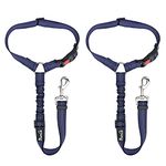 SlowTon Headrest Dog Car Seat Belt 2 Pack Adjustable with Elastic Nylon Bungee Buffer Durable Headrest Seat belt Pet Dog Car Safety Harness Restraint