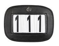 LeMieux Saddle Pad Number Holder in Black - Durable Leather Material - Attaches Easily with a Strong Fixing Pin - One Size