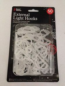 Snow White - 50 x Gutter Hanging Hooks/Clips for Outdoor Christmas Xmas String Lights