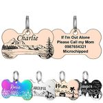 YEHANTTI Custom Pet ID Tags for Dogs and Cats, Personalized Stainless Steel Dog Tags Cat Tags with Unique Pattern Designs, Stylish and Durable Dog Tags Engraved for Pets, Bone Pet Collar Name Tag