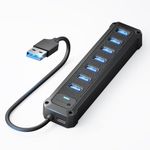 7 Port USB Hub 3.0, Iamaker Data USB 3.0 Hub, 5Gbps Fast Data USB Adapter Multi USB Port Hub for Laptop, PC, Flash Drive, Printer, Keyborad and More-Electronic Gifts for Holiday Christmas Xmas