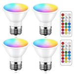 iLC Par16 Colour Changing Light Bulb 40 Watt Equivalent E26 Screw 45°, 12 Colors Warm White 2700K LED Spot RGB Light Bulb with 5W Remote Control(Pack of 4)