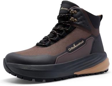 Men's Orthopedic Waterproof Mid Hiking Boots: Comfortable Orthotic Arch Support for Plantar Fasciitis & Bunions Recovery, Trail Sneakers for Backpacking Travel Walking Training Brown Size 11