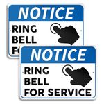 2 PC Ring Bell for Service Signs - 7 x 10 Aluminum Please Ring Bell for Assistance Sign - Please Ring Doorbell Sign - Ring Bell Sign