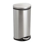 Safco Products 9902SS Ellipse Step-On Trash Can, 7.5 Gallon, Stainless Steel,Silver, 26.5" x 15" x 13.5"