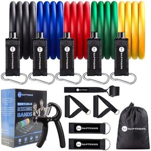 CAPTRONIC Gomas elasticas musculacion | Incluye Ejercitador de Mano y Manual con Fotos | Bandas elasticas musculacion Fabricadas en Látex | Bandas Elásticas Ideal para Deporte y Fitness en Casa, TRX