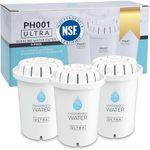 Invigorated Water PH001 Ultra Alkaline Water Filter – Replacement Water Filters for Pitchers – pH Water Filter Cartridge – for Alkaline Water Filter Pitcher, 1.136 Liters Capacity (3-Pack White)