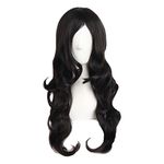 MapofBeauty Charming Synthetic Fiber Long Wavy Hair Wig Women's Party Full Wigs (Black)