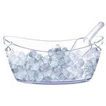 Ice Bucket - Ice Buckets for Parties with Scoop - Clear Acrylic Champagne Bucket with Easy-to-Carry Handles - Long and Narrow 5.5 Liter Clear Bucket - Fits 3 Wine / 5 Beer Bottles