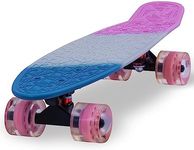 Flybar 22 Inch Complete Plastic Cruiser Skateboard Custom Non-Slip Deck Multiple Colors (Pastel Stripes Pink)